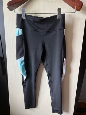 Black Performance Leggings with Colorblock Panels